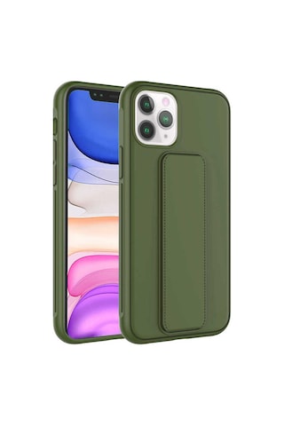 Apple Uyumlu iPhone 11 Pro Kılıf Zore Qstand Kapak Koyu Yeşil