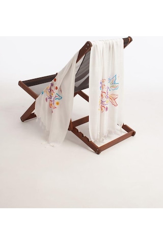 Varol Baskılı Bambu Peştemal Plaj Havlusu Butterfly/90x180 Krem