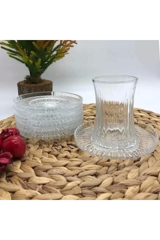 Paşabahçe Elysia Çay Bardağı Riva Çay Tabağı Takımı 24 Parça Beyaz