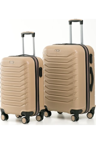 Yefa Pp Polipropilen Kırılmaz Orta & Kabin Boy 2'li Valiz Seti Gold