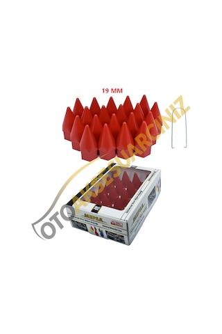 A Kalite Mefsa Bijon Kapağı Sivri 19 Mm Kırmızı 20 Li Set