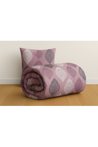 Tek Kişilik Desenli Lastikli Çarşaf Seti 90x200 Cm + 1 Yastık Kılıfı 50x70 Gül Kurusu