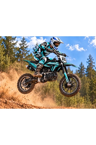 Enbest Mini Cross 49cc 6-13 Yaş Arası (Plaka Ve Ehliyet Gerektirmez) Mınt Yeşil