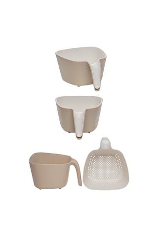 Porsima G-575 2 Parça Çok Amaçlı Plastik Süzgeç Bej Beyaz