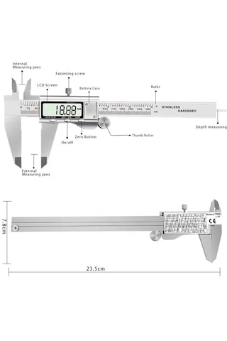 150 Mm Dijital Kumpas Metal Kasa