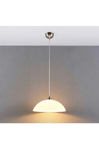 Mylights Modern Spor Opal Cam 30Cm Inox Askılı Paslanmaz Krom Cam Sarkıt Avize