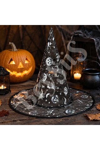 Beysüs Halloween Cadılar Bayramı Şapka Şeffaf Gümüş Tüm Yaşlar