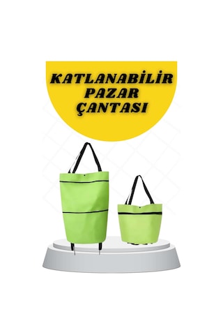 Katlanabilir Tekerlekli Alışveriş Çantası Pratik Detaylı Arabası