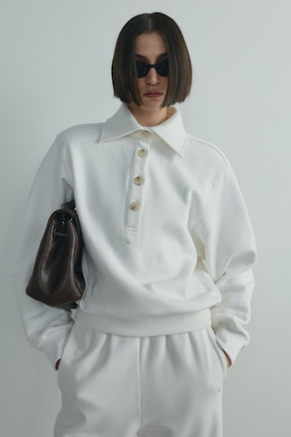 Suud Collection Ekru Polo Yaka Düğmeli Sweatshirt