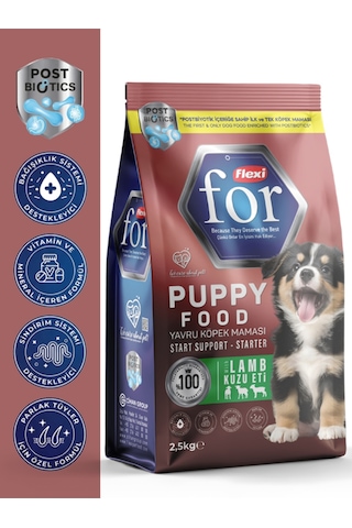Kuzu Etli Yavru Köpek Maması - Postbiyotik İçerikli Sindirim Destekleyici - 2,5 Kg