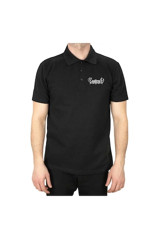 Ensiferum Logo Polo Yaka Gri Tişört