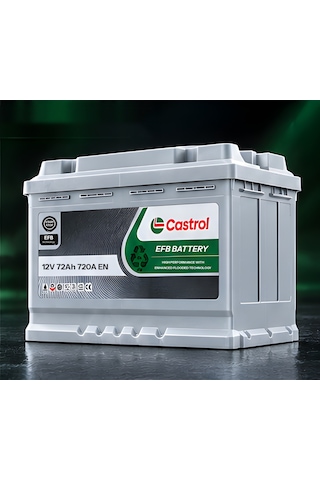Castrol 12v 72 Ah Amper 720a En Efb Start-stop Akü L3 Kasa Üretim Yılı: 2026