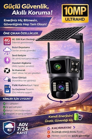 4g Solar Panelli 2 Kameralı Güvenlik Kamerası