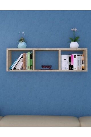 Yatay Raf ,dekoratif Raf,aksesuar Raf Kitaplık Lefkas Meşe