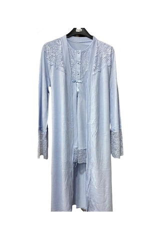 Nehirsel 3022 Mavi Hamile Lohusa 3 Lü Pijama Sabahlık Tk