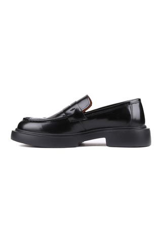 Shoetyle - Siyah Açma Deri Bağcıksız Erkek Klasik Ayakkabı 250-2375-859-siyah