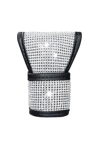 Padalink Kadınlar İçin Kristalli Vites Kolu Kapağı - Pu Deri Siyah Vites Koruyucu