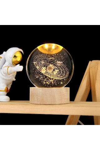 Novahub Sıcak Işık Ahşap Tabanlı 3d Kristal Küre Küçük Gece Lambası Masaüstü Dekorasyon Süsleri Tatil Usb Tak Ve Çalıştır, Küçük Led Gece Lambası Diğer