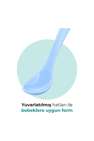 Mamajoo Ergonomik Beslenme Kaşık Seti Powder Blue & Beyaz, 6 Ay+ İkili - Saklama Kabı