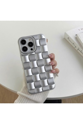 İphone Uyumlu 11 Pro Max 3d Küp Dokuma Doku Cilt Hissi Telefon Kılıfı İçin