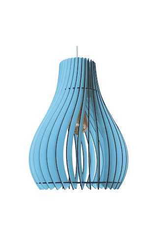 Vialux Modern Ahşap Bohem Rustik Avize Tekli Sarkıt Lamba Pastel Açık Mavi