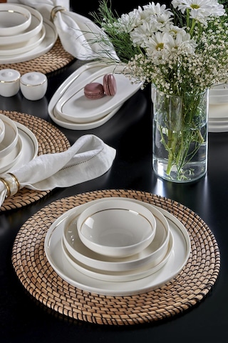 Neva N3455 Velvet Gold 28 Parça Yaldızlı Porselen Yemek Takımı