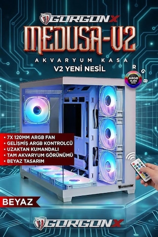 Gorgon-x Medusa-v2 7x120mm Argb Beyaz Akvaryum Kasa