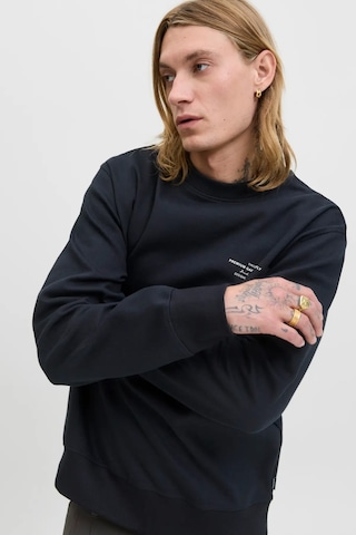Jack & Jones Erkek Jprblachad Baskılı Bisiklet Yaka Sweatshirt 12261386 Siyah Siyah