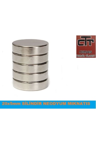 Neodyum Mıknatıs- Güçlü Çap 20Mm X Kalinlik 5Mm 10 Adet