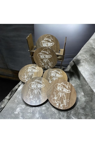 6 Lı Mdf Bardak Altlığı Dekoratif Ecceca1049 Karışık