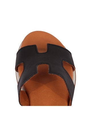 Napa Shoes Kadın H Kesimli Düz Taban Hakiki Terlik Napa-1202 Siyah