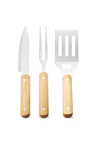 Karaca Taşınabilir 6 Parça Ahşap Saplı Barbekü/Mangal Seti