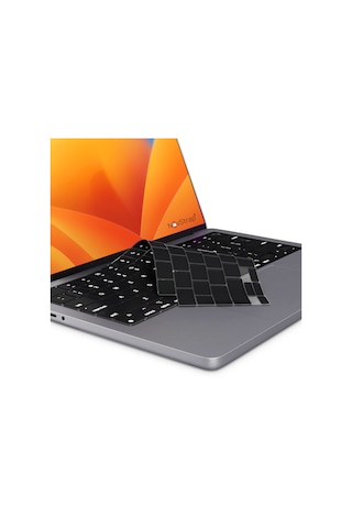 Novstrap Apple Uyumlu MacBook Air M1 13 İnç A2337 A1932 A2179 İle Uyumlu Türkçe Q Siyah Klavye Koruyucu Kılıf