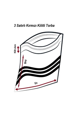 Kırmızı Kilitli Torba 3 Satırlı 7x9 Cm 100'lü Paket