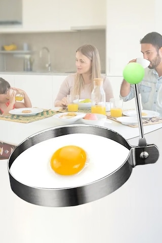 Thentech Paslanmaz Yumurta Pankek Kalıbı Yuvarlak Paslanmaz Şekil Verici Yumurta Hamur Kalıbı Gri