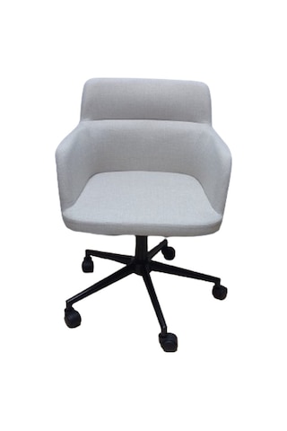 Sekreter Sandalyesi Döküm Süngerli Krem Renk Keten Kumaş