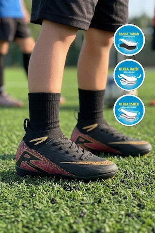 Laliga Siyah Altın Bilekten Çoraplı Çocuk Krampon 610 Süperfly F-p Altın - Siyah