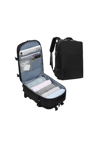 Yuntech01 Büyük Kapasiteli Usb Çıkışlı Spor Sırt Çantası - Su Geçirmez Ve Ayakkabı Bölmeli Siyah