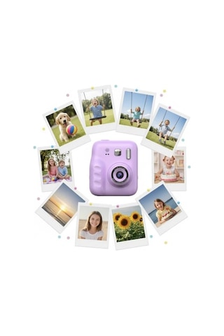 Çocuk Dijital Fotoğraf Makinesi Anında Baskı Ve 4 Rulo Kağıt 5 Kalem