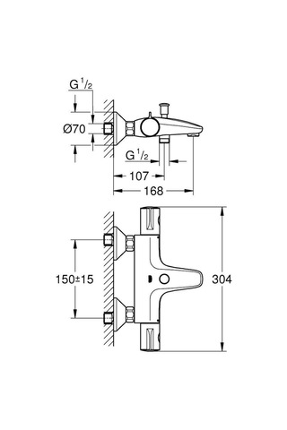 Grohtherm Termostatik Banyo Bataryası Mat Siyah - 348162433 N