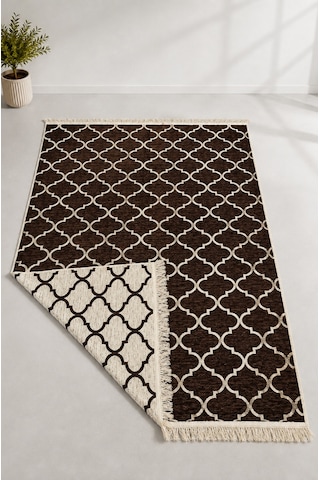 Kilim Paspas Çok Amaçlı Halı Makinede Yıkanabilir Toz Yapmaz Kahverengi 2