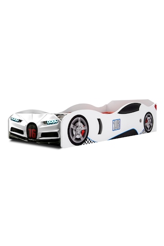 Bugattı - S1 - Arabalı Yatak - Araba Karyola , Beyaz Tek Kişilik