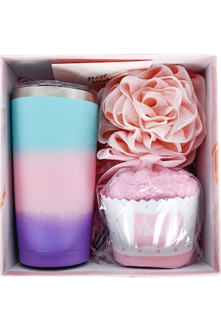 Ranyeek 7 Parça 20oz Çift Katlı Vakumlu Paslanmaz Çelik Termos Seti - Termos Bardak, Kapak, Kartpostal, Pasta Bardak Çorap, Duş Topu, Pipet Ve Fırça İle Hediye Kutusu Çok Renkli