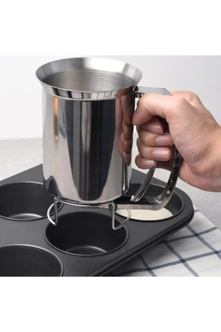 Pazly Modern Paslanmaz Çelik Gözleme Dispenseri, Basit Kullanım, Hızlı Kapatma Vanası, Dayanıklı Yapı, 10.5cm Ağız, 12.5cm Yükseklik, Gümüş Renk Gümüş