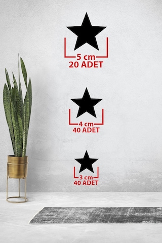 100 Adet Ahşap Yıldız Dekoru Duvar Süsü Yıldızlar - Duvar Dekerasyon - Ev Süsü