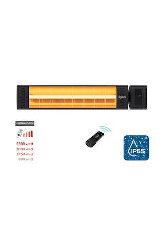 Dysis Art Plus Karbon Serisi IP65 Suya-Toza Dayanıklı 2300 W Siyah Uzaktan Kumandalı İç/Dış Mekan Isıtıcı
