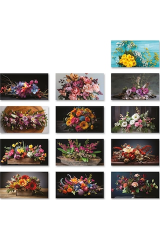 2026 Çiçekler Piramit Masa Takvimi Masaüstü Takvim 24 x 17 CM