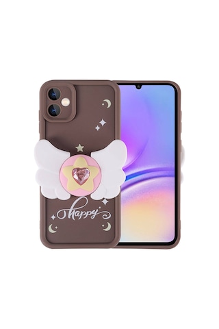 Galaxy Uyumlu A05 Kılıf Kamera Korumalı Figür Tasarımlı Zore Kapya Kapak-koyu Kahve Koyu Kahve