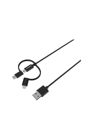 Philips DLC3104T 3in1 Micro USB - Lightining - Type-C Şarj Kablosu 1.2 M