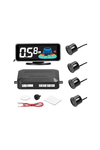 Araba Park Sensörü Arka Geri Görüş Radar Sistemi 4 Park Sensörü Mesafe Tespiti Lcd Mesafe Ekranı Sesli Uyarı Zili